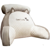 Подушка-спинка PILLOW-07 для дивана біло-сіра • М’яка ортопедична подушка PILLOW-07 для читання та підтримки спини 60×40 см біло-сіра