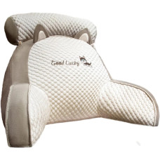 Подушка-спинка PILLOW-07 для дивана біло-сіра • М’яка ортопедична подушка PILLOW-07 для читання та підтримки спини 60×40 см біло-сіра