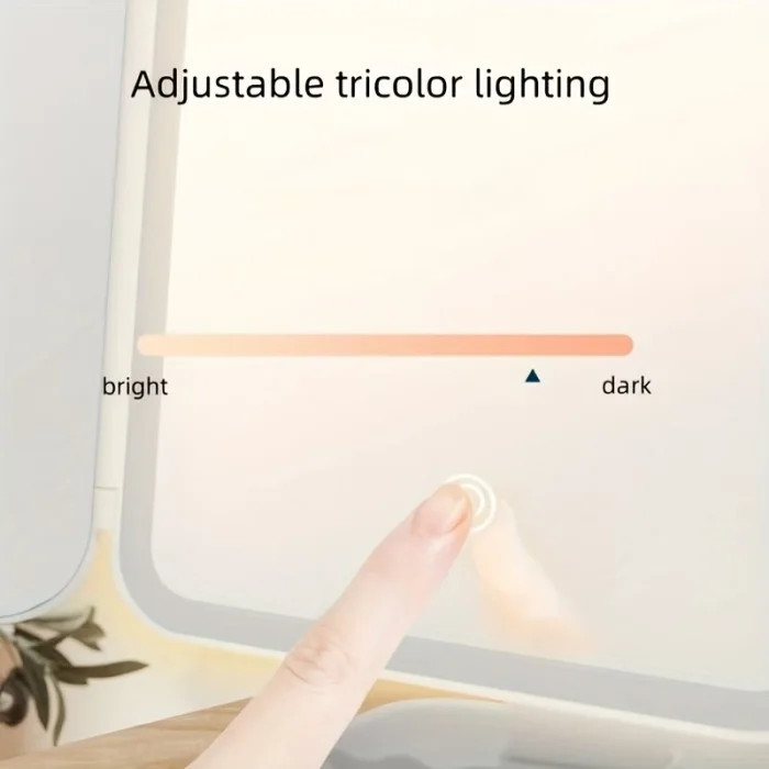 Потрійне LED-дзеркало для макіяжу KAR193 складне акумуляторне біле • Настільне косметичне дзеркало KAR193 із сенсорним підсвічуванням, 3 режимами світла та Micro USB