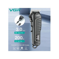 Професійна машинка для стрижки VGR V-683 для волосся та бороди • Акумуляторний тример з LED-дисплеєм, USB-зарядкою та насадками 3/6/9/12 мм