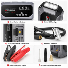 Пускозарядний пристрій K3 12000 мА·год • Автомобільний Jump Starter 12V з компресором 150 PSI, піковим струмом 600A, Power Bank і LED-ліхтарем