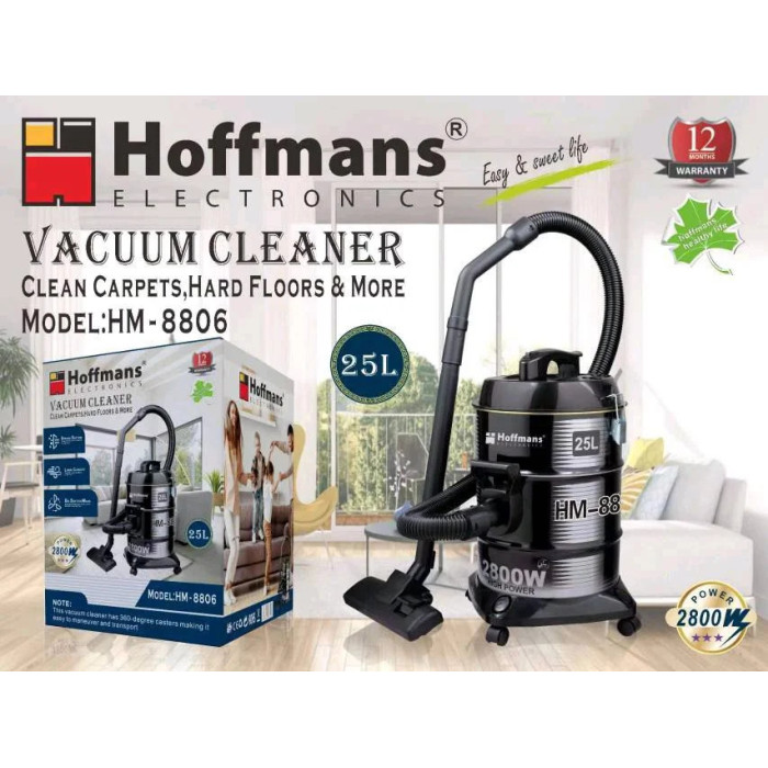 Пилосос Hoffmans HM-8806 25 л • Господарський пилосос 2800 Вт із функцією видування та мийним HEPA-фільтром