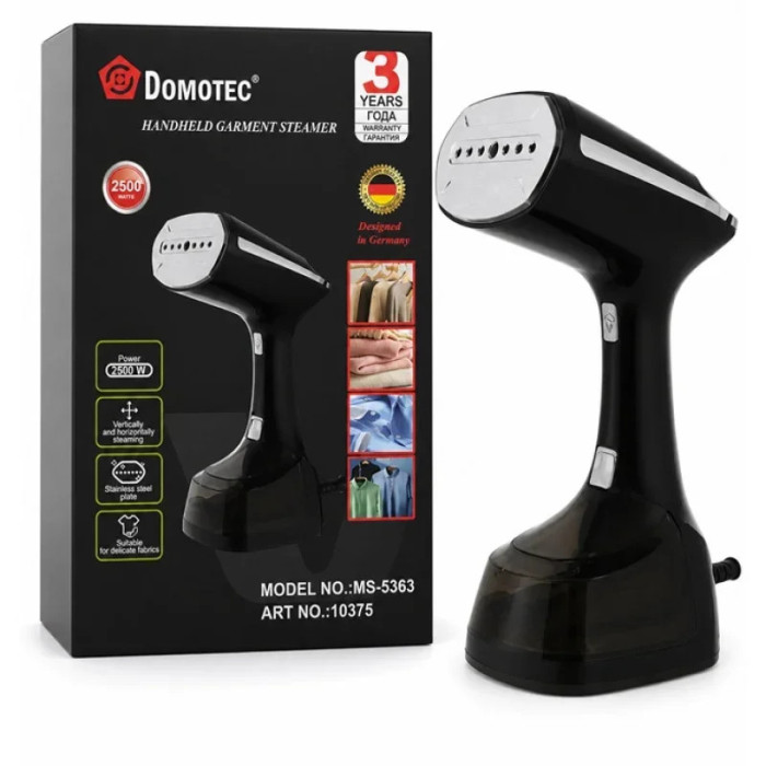 Ручний відпарювач DOMOTEC MS-5363 2500W з LED-дисплеєм • Потужний паровий відпарювач для одягу, штор і домашнього текстилю