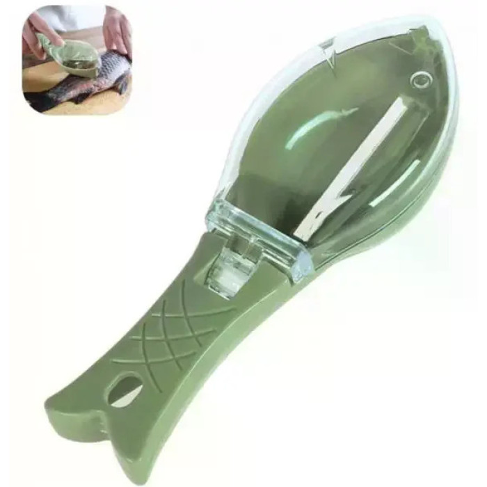 Рибочистка Fish Scale Scraper with Cover з контейнером для луски • Ручний шкребок-ніж для чищення риби з кришкою та лезом із нержавіючої сталі