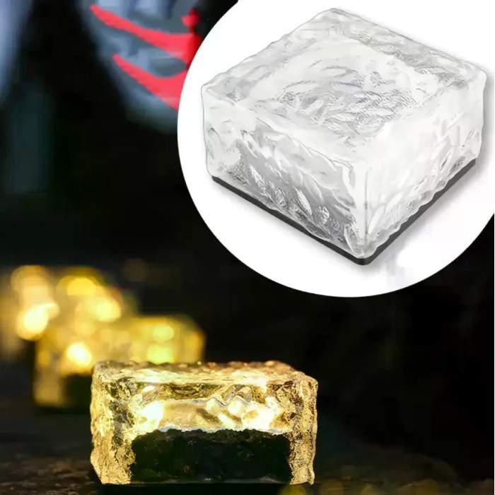 Садовий світильник Ice Cube теплий білий 10×6×10 см • Вуличний LED-ліхтар на сонячній батареї для саду, доріжок і ландшафтного підсвічування