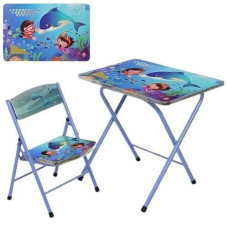 Столик складаний і стільчик Bambi Дельфін X-398 60×40 см • Дитячий складаний стіл зі стільцем для малювання, ігор та занять удома • Комплект дитячих меблів для дитини