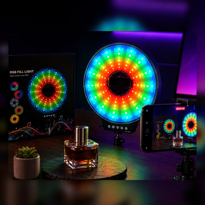 Світлодіодна LED лампа MJ-261 кільцева RGB 26 см з USB підключенням • Кільцева лампа MJ-261 для фото, відео, селфі, стримів, TikTok і зйомки контенту