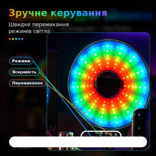 Світлодіодна LED лампа MJ-321 кільцева RGB 35 см з USB підключенням • Кільцева лампа MJ-321 для фото, відео, селфі, стримів, TikTok і зйомки контенту