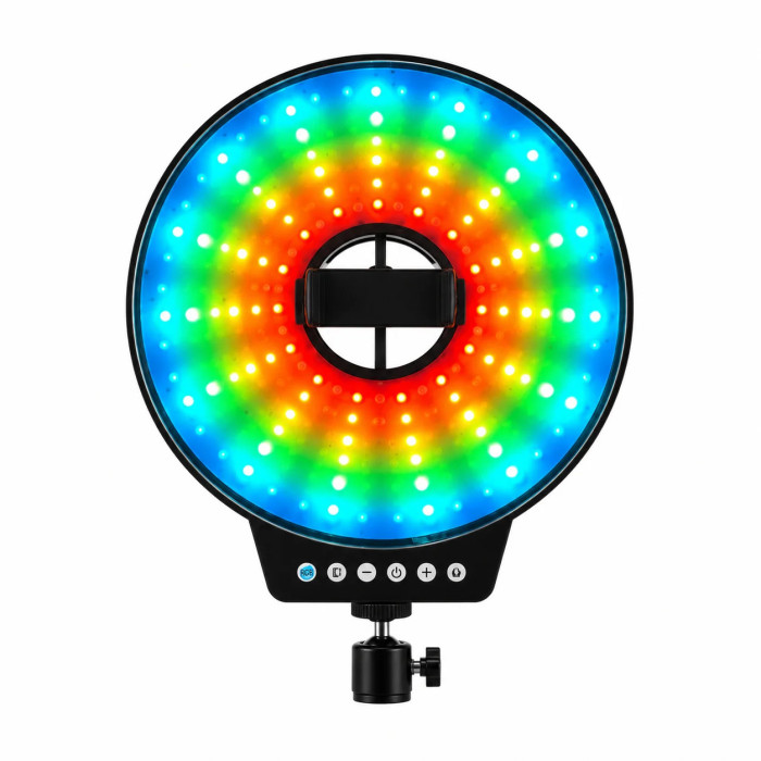 Світлодіодна LED лампа MJ-451 кільцева RGB 45 см зі і пультом керування • Кільцева лампа MJ-451 для фото, відео, селфі, стримів, TikTok і зйомки контенту