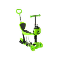 Триколісний дитячий самокат 5 в 1 з батьківською ручкою та сидінням Scooter ∙ Самокат трансформер 18-1 для дітей зі світними колесами, регульованою висотою керма та кошиком