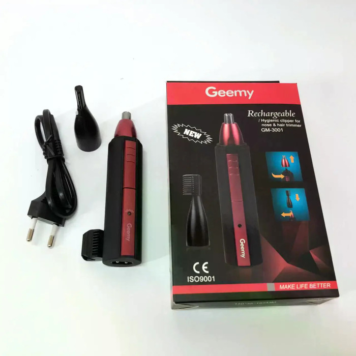 Тример для носа і вух, окантування бороди та вусів GEMEI GM-3001 2 в 1 акумуляторний тример з насадками
