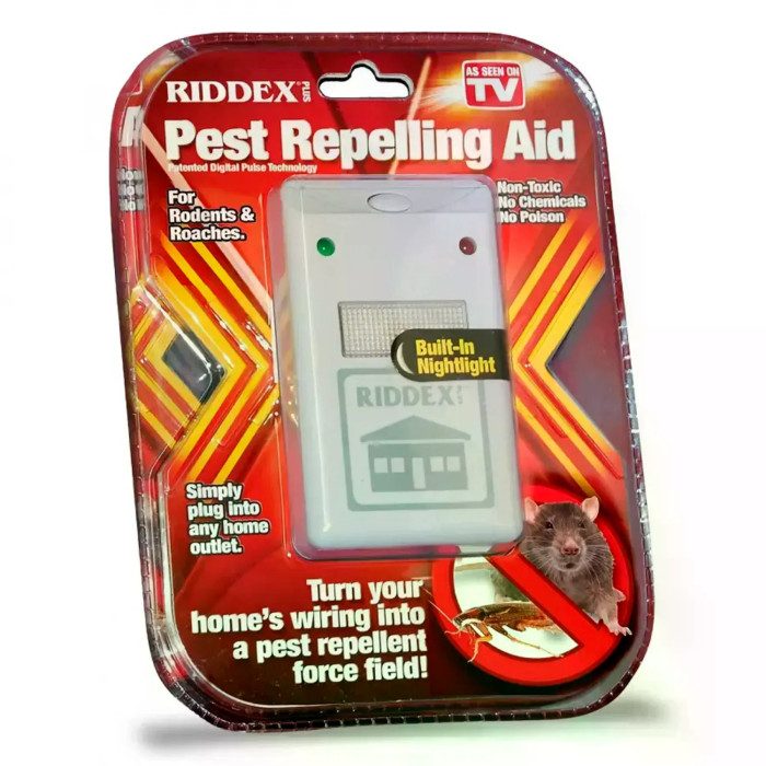Ультразвуковий відлякувач гризунів і комах RIDDEX Pest Repelling 200 м² • Електронний прилад від мишей, щурів, тарганів та інших шкідників від мережі