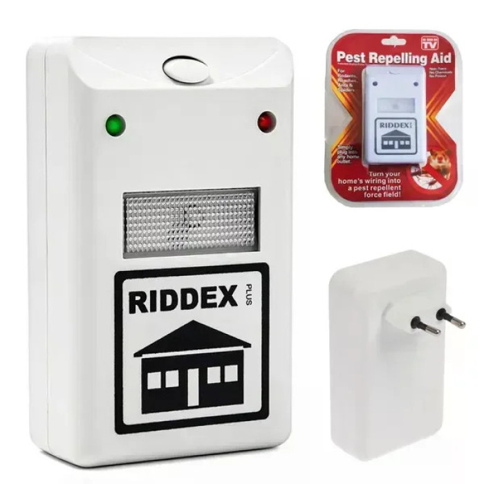 Ультразвуковий відлякувач гризунів і комах RIDDEX Pest Repelling 200 м² • Електронний прилад від мишей, щурів, тарганів та інших шкідників від мережі