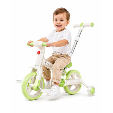 Велосипед-біговел дитячий 2в1 з батьківською ручкою SCO22 Green • Дитячий триколісний біговел-трансформер для малюків • Прогулянковий велобіг дитячий зелений