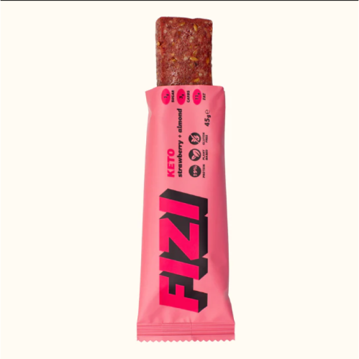 FIZI KETO Protein Bar - 10x45g Strawberry + Almond