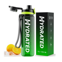 Brave Hydrated Water Bottle - 1000ml Tritan Green Black