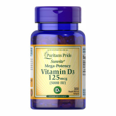 Puritans Pride Vitamin D-3 125mcg (5000 IU) Sunvite Mega Potency - 100 tabs
