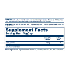 Solaray Acetyl L-Carnitine 500mg - 30 vcaps