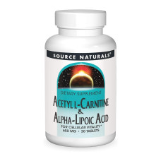 Source Naturals Acetyl L-Carnitine & Alpha-Lipoic Acid 650 mg - 30 tabs