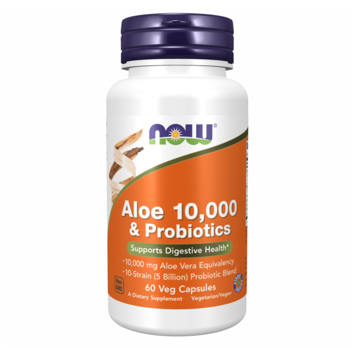 Now Foods Aloe Vera 10000 & Probiotics - 60 vcaps (Без етикетки)