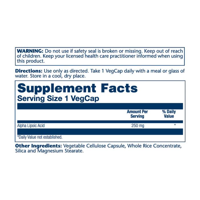 Solaray Alpha Lipoic Acid 250mg - 60 vcaps