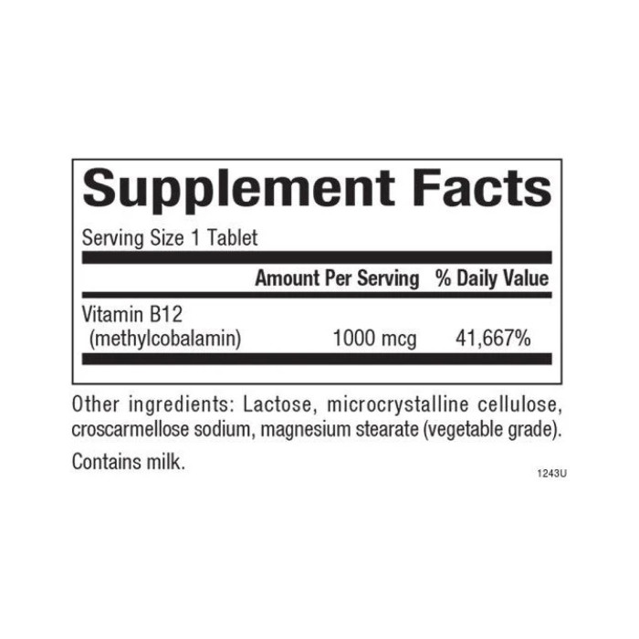 Natural Factors B12 Methylcobalamin 1000 mcg - 90 tabs