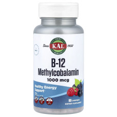 KAL B12 Methylcobalamin 1000mcg - 60 lozenges Berry