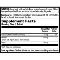 KAL Betaine HCl Plus 250mg - 100 tabs