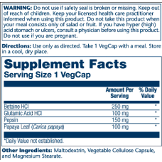 Solaray Betaine HCl 250mg - 180 vcaps