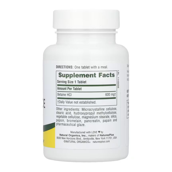 Nature's Plus Betaine Hydrochloride 600mg - 90 tabs