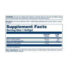 Solaray Bio CoQ10 100mg - 30 softgels (До 10.26)
