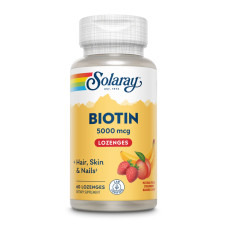 Solaray Biotin 5000mcg - 60 Lozenges Natural Peach, Strawberry, Banana