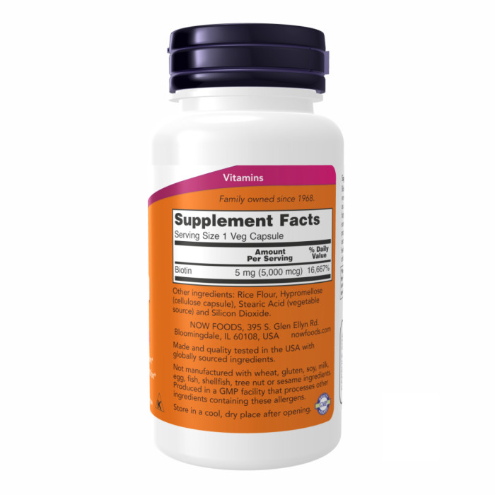 Now Foods BIOTIN 5000mcg - 60 vcaps