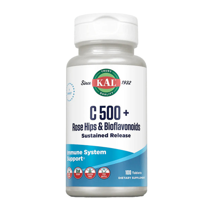 KAL C 500 + Rose Hips & Bioflavonioids Sustained Release - 100 tabs