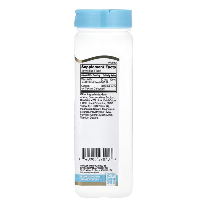 21st Century Calcium 1000 mg + D3 - 90 tabs