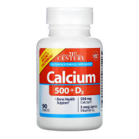 21st Century Calcium 500 mg + D3 - 90 tabs