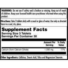 KAL Calcium Citrate 1000mg - 90 tabs