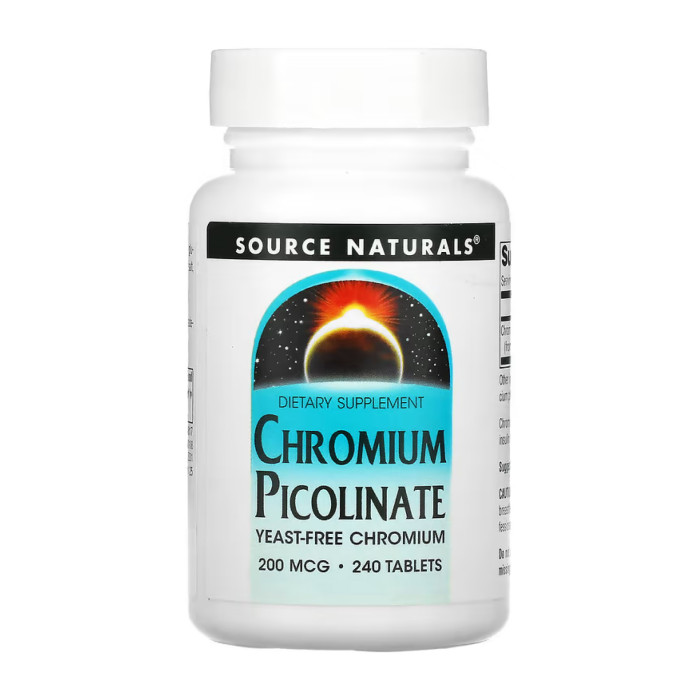 Source Naturals Chromium Picolinate 200 mcg, Yeast Free - 240 tabs