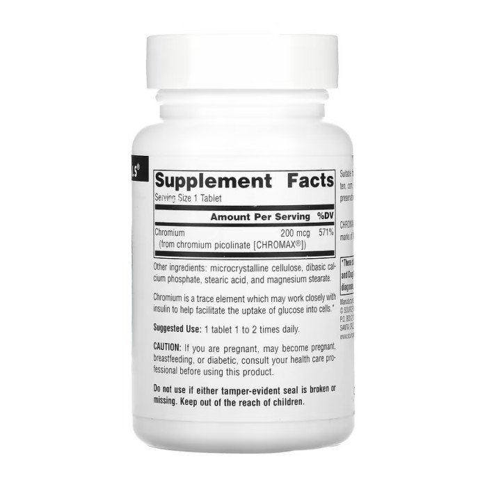 Source Naturals Chromium Picolinate 200 mcg, Yeast Free - 240 tabs