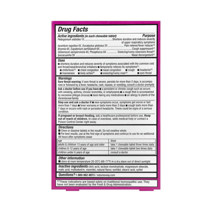 Nature's Way Cold + Flu Relief - 20 tabs Orange