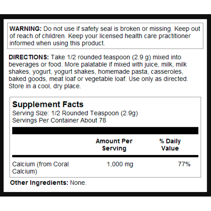 KAL Coral Calcium Powder 1000mg - 8oz