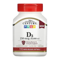 21st Century D3 250 mcg (10,000 IU) - 110 softgels