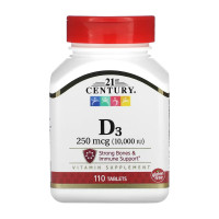 21st Century D3 250 mcg (10,000 IU) - 110 tabs