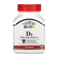 21st Century D3 250 mcg (10,000 IU) - 110 tabs