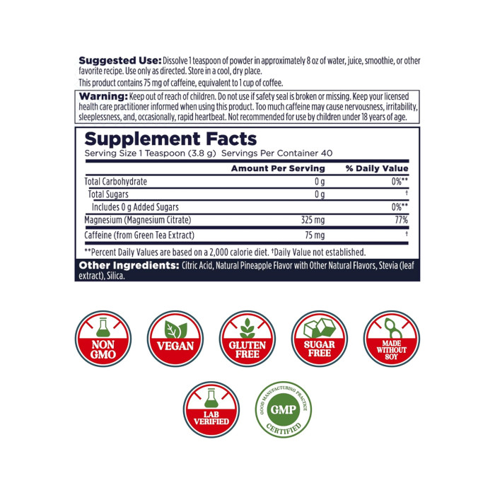 KAL Energy Magnesium Powder - 153g Pineapple