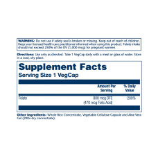 Solaray Folic Acid 470 mcg (800 mcg DFE) - 100 caps