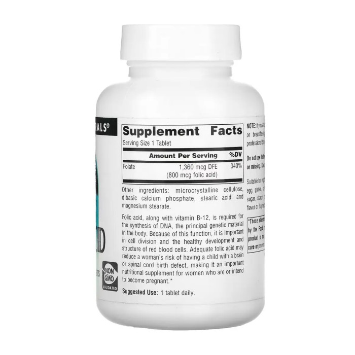 Source Naturals Folic Acid 800 mcg - 200 tabs