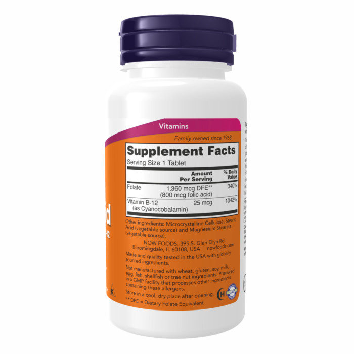 Now Foods Folic Acid 800mcg - 250 tabs
