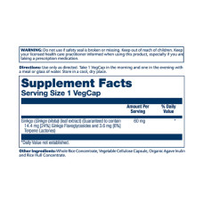 Solaray Ginkgo Biloba Leaf Extract 60mg - 60 vcaps