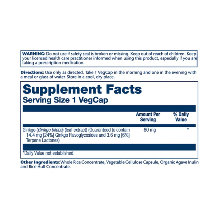 Solaray Ginkgo Biloba Leaf Extract 60mg - 60 vcaps
